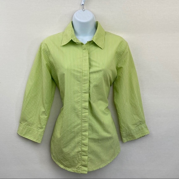 Chico's Tops - Chico’s Green & White Stripe Blouse Sz 0 (Sm) O-66